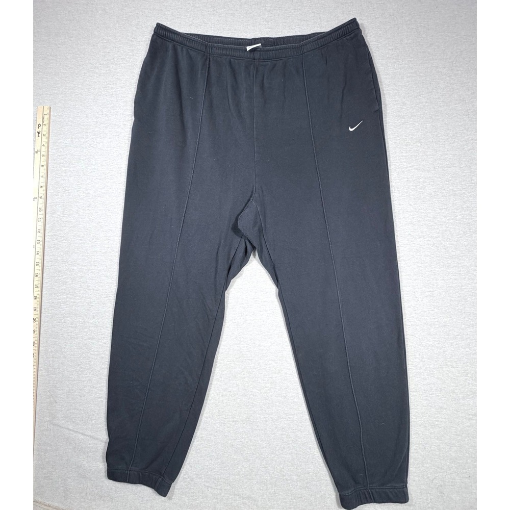 Nike Men Black Pintuck Jogger Sweatpants Embroidered Swoosh Size 2X Lounge Relax